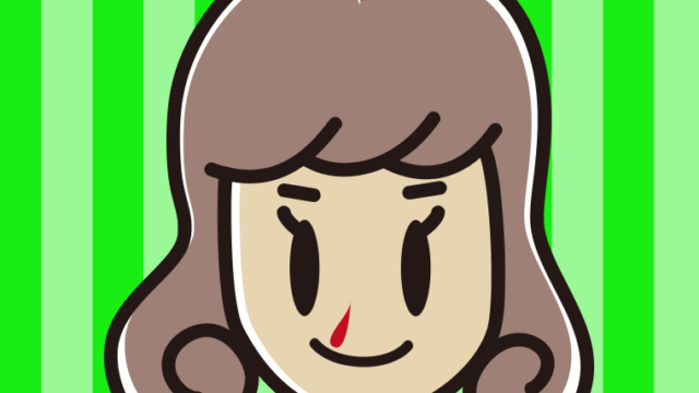 鼻血に気付かず笑顔の女子大学生のイラスト【色、背景あり】PNG