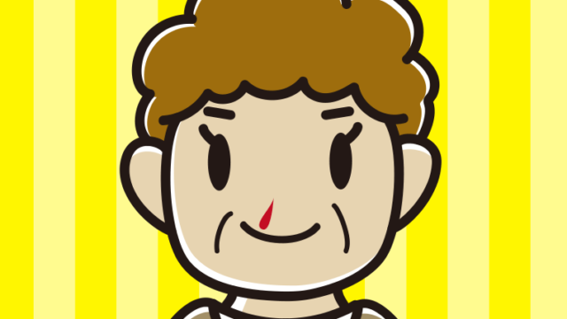 鼻血に気付かず笑顔のおばさんのイラスト【色、背景あり】PNG