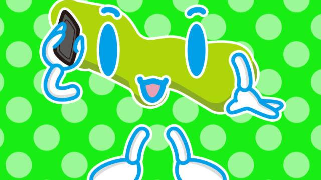 スマホで電話する東京ちゃんのイラスト【色、背景あり】PNG