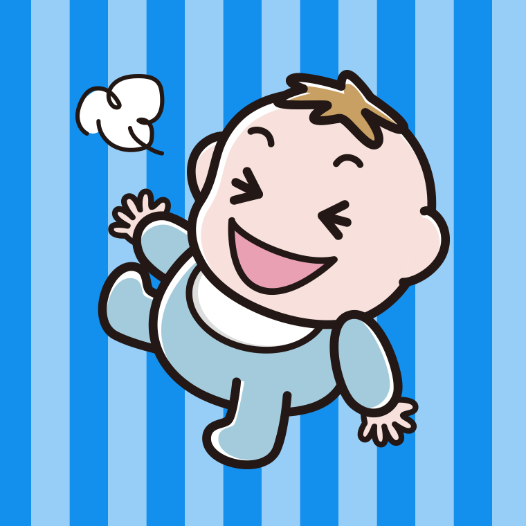 笑う男の子の赤ちゃんのイラスト【色、背景あり】PNG