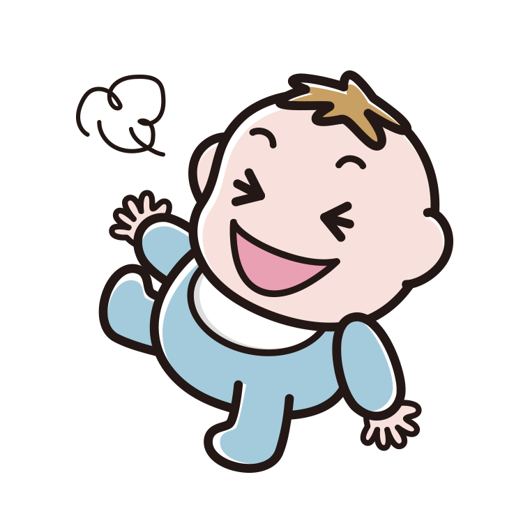 笑う男の子の赤ちゃんのイラスト【色あり、背景なし】透過PNG