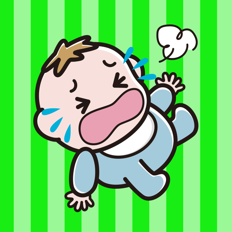 泣きわめく男の子の赤ちゃんのイラスト【色、背景あり】PNG