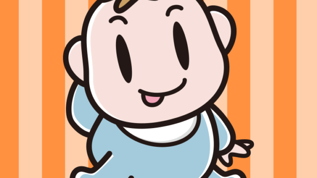 テヘヘな男の子の赤ちゃんのイラスト【色、背景あり】PNG