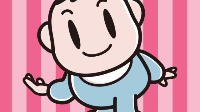 案内する男の子の赤ちゃんのイラスト【色、背景あり】PNG