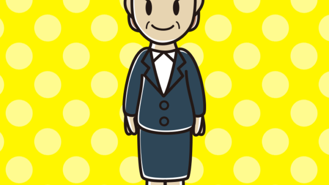 年配女性会社員のイラスト【色、背景あり】PNG