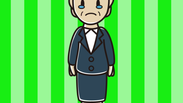 泣く年配女性会社員のイラスト【色、背景あり】PNG