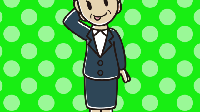 テヘヘな年配女性会社員のイラスト【色、背景あり】PNG