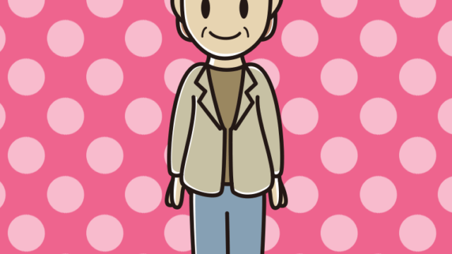 年配女性会社員（カジュアル）のイラスト【色、背景あり】PNG