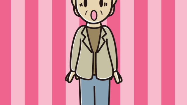 驚く年配女性会社員（カジュアル）のイラスト【色、背景あり】PNG