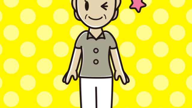 ウインクする年配女性会社員（クールビズ）のイラスト【色、背景あり】PNG