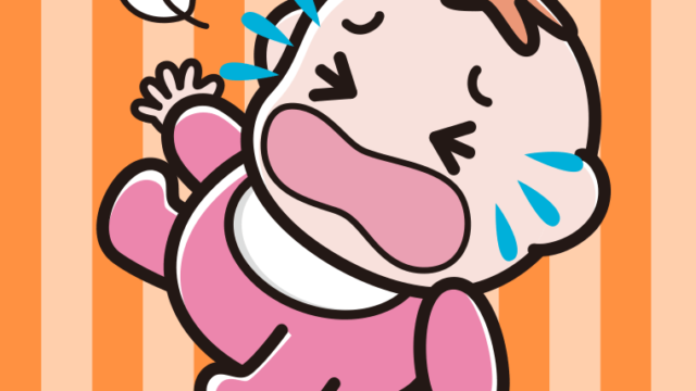 泣きわめく女の子の赤ちゃんのイラスト【色、背景あり】PNG