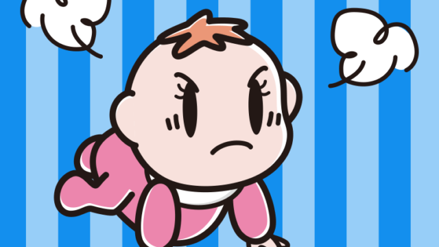 怒る女の子の赤ちゃんのイラスト【色、背景あり】PNG