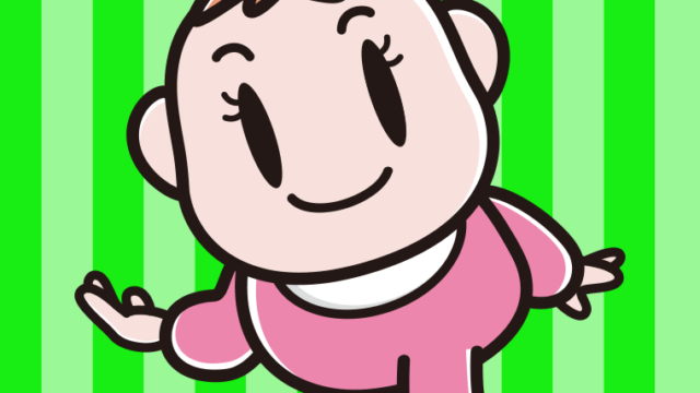 案内する女の子の赤ちゃんのイラスト【色、背景あり】PNG