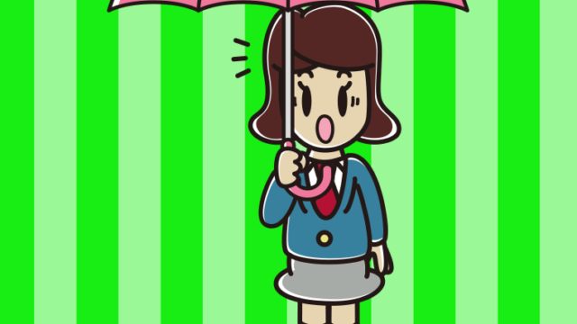 傘をさして驚いている女子高校生のイラスト【色、背景あり】PNG