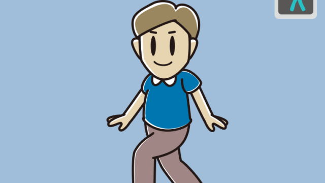 青信号の横断歩道を渡る男性のイラスト【色、背景あり】PNG