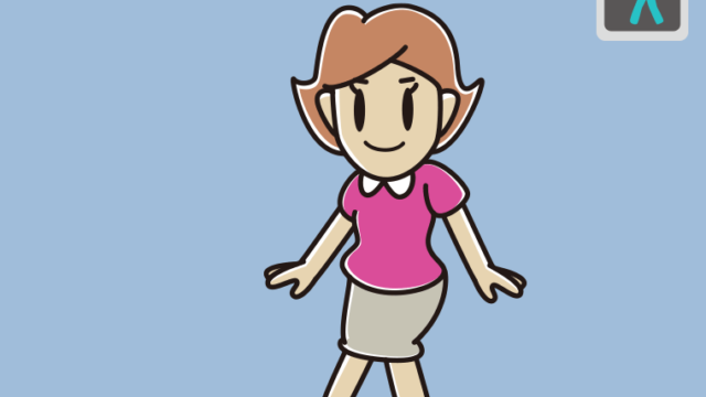 青信号の横断歩道を渡る女性のイラスト【色、背景あり】PNG