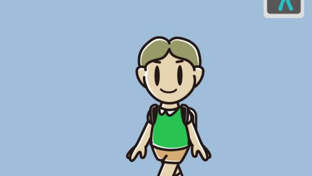 青信号の横断歩道を渡る小学生男子のイラスト【色、背景あり】PNG