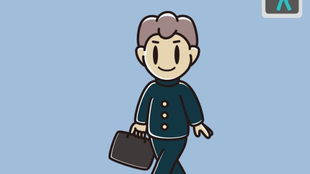 青信号の横断歩道を渡る男子中学生のイラスト【色、背景あり】PNG