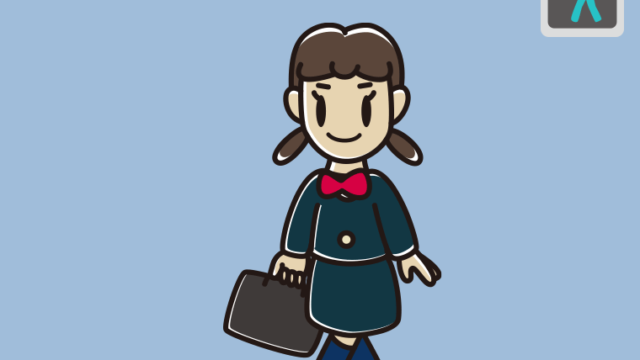 青信号の横断歩道を渡る女子中学生のイラスト【色、背景あり】PNG