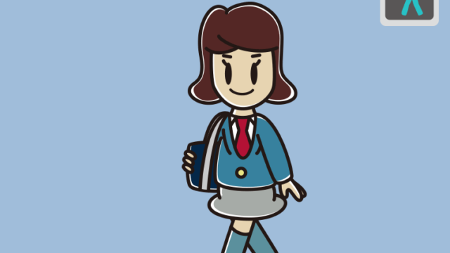 青信号の横断歩道を渡る女子高校生のイラスト【色、背景あり】PNG