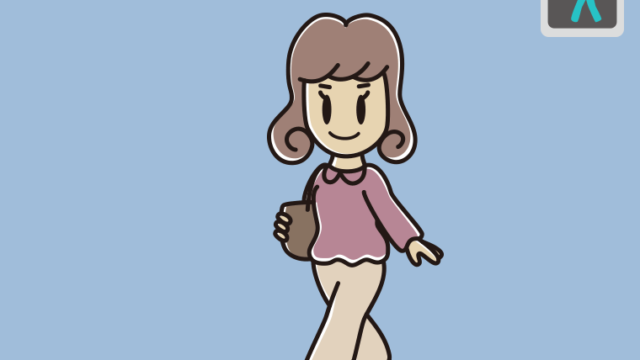 青信号の横断歩道を渡る女子大学生のイラスト【色、背景あり】PNG