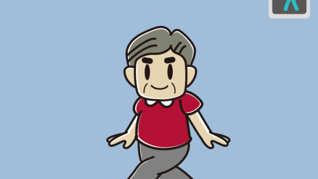 青信号の横断歩道を渡るおじさんのイラスト【色、背景あり】PNG