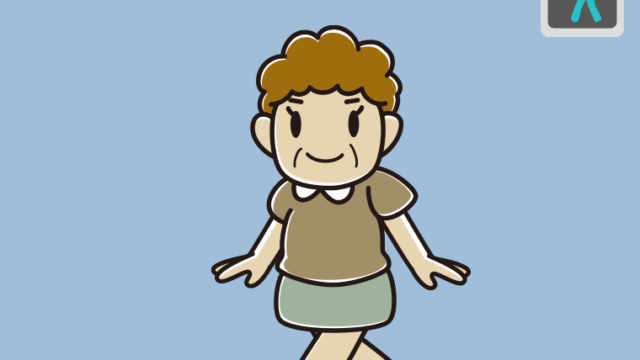 青信号の横断歩道を渡るおばさんのイラスト【色、背景あり】PNG