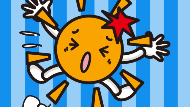 ぶつかる晴れちゃんのイラスト【色、背景あり】PNG