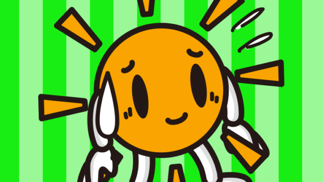 苦笑いする晴れちゃんのイラスト【色、背景あり】PNG