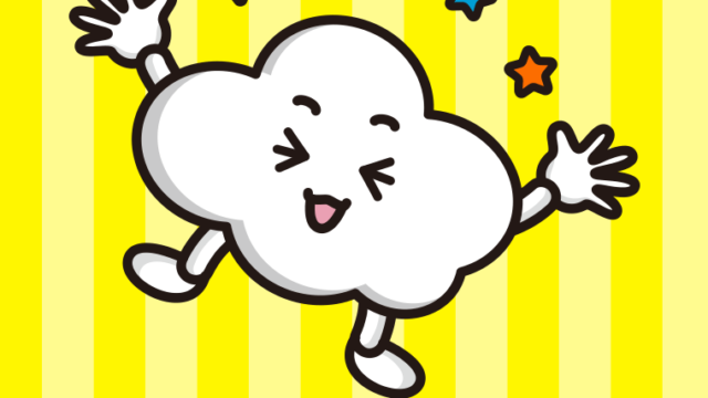 喜ぶ曇りちゃんのイラスト【色、背景あり】PNG