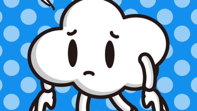 悲しそうな曇りちゃんのイラスト【色、背景あり】PNG