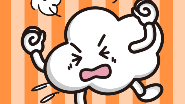 カンカンに怒る曇りちゃんのイラスト【色、背景あり】PNG