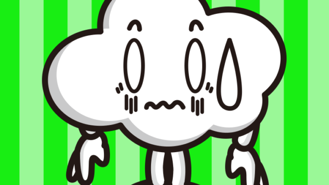 ショックを受ける曇りちゃんのイラスト【色、背景あり】PNG