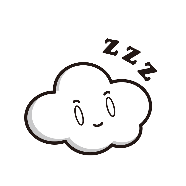 眠る曇りちゃんのイラスト【色あり、背景なし】透過PNG