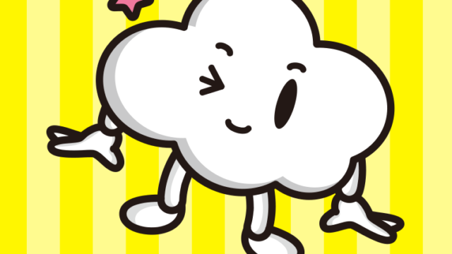 ウインクする曇りちゃんのイラスト【色、背景あり】PNG