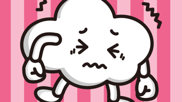 ブルブル震える曇りちゃんのイラスト【色、背景あり】PNG