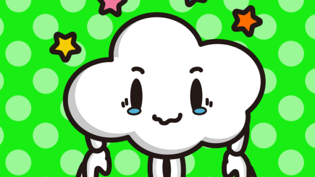 ジーンとする曇りちゃんのイラスト【色、背景あり】PNG