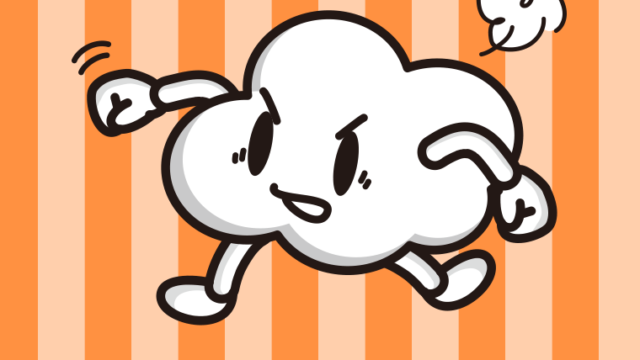 パンチする曇りちゃんのイラスト【色、背景あり】PNG