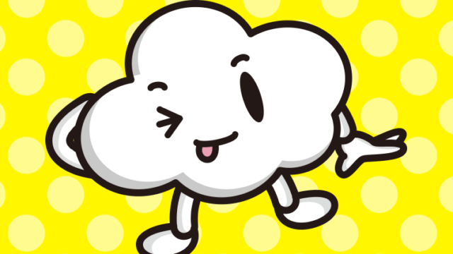 テヘヘな曇りちゃんのイラスト【色、背景あり】PNG