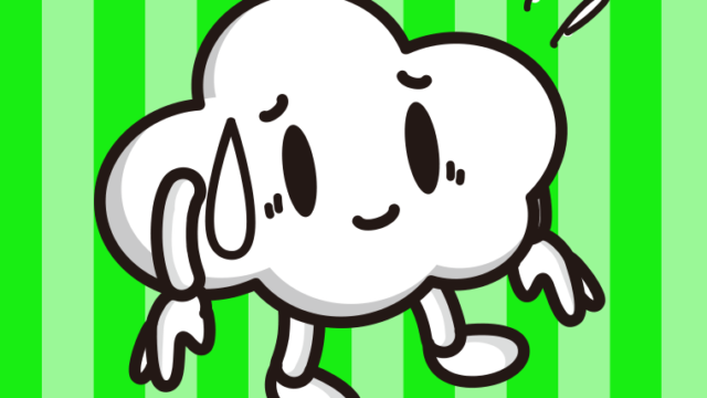 苦笑いする曇りちゃんのイラスト【色、背景あり】PNG