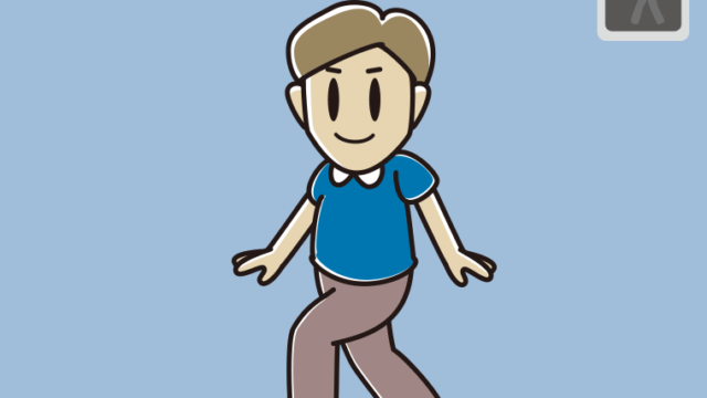 赤信号の横断歩道を渡る男性のイラスト【色、背景あり】PNG