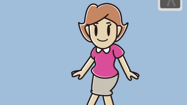 赤信号の横断歩道を渡る女性のイラスト【色、背景あり】PNG