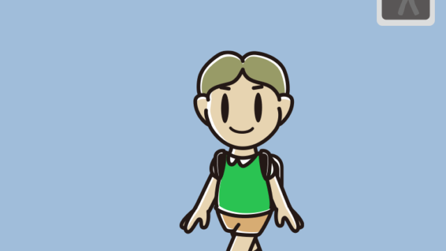 赤信号の横断歩道を渡る小学生男子のイラスト【色、背景あり】PNG