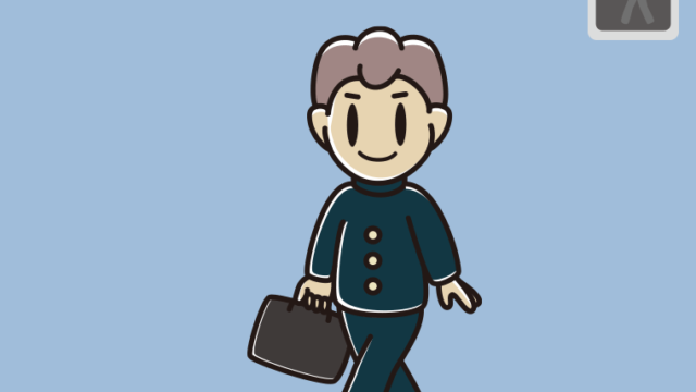 赤信号の横断歩道を渡る男子中学生のイラスト【色、背景あり】PNG