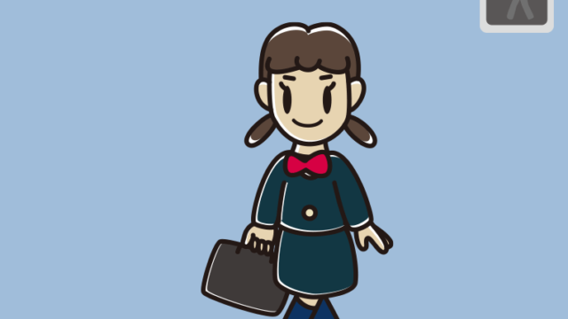 赤信号の横断歩道を渡る女子中学生のイラスト【色、背景あり】PNG