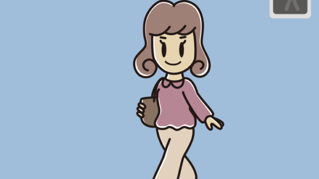 赤信号の横断歩道を渡る女子大学生のイラスト【色、背景あり】PNG