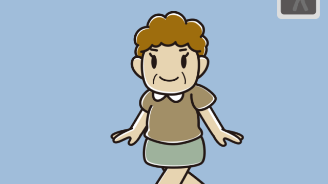 赤信号の横断歩道を渡るおばさんのイラスト【色、背景あり】PNG