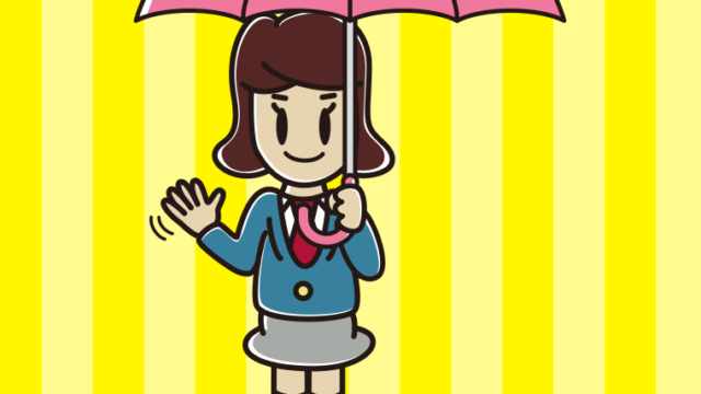 傘をさして手を振る女子高校生のイラスト【色、背景あり】PNG