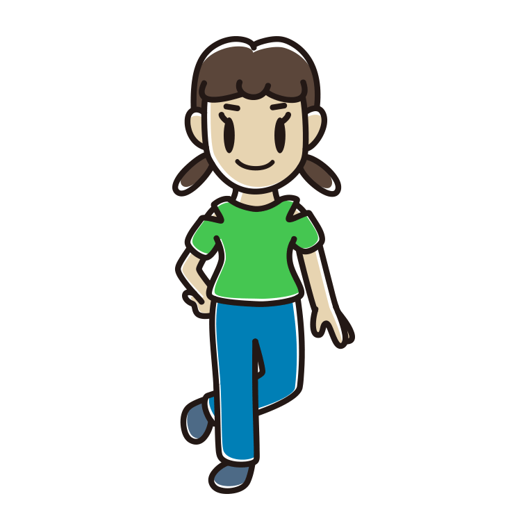 肩見せコーデの女子中学生のイラスト【色あり、背景なし】透過PNG