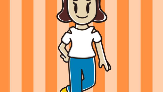 肩見せコーデの女子高校生のイラスト【色、背景あり】PNG